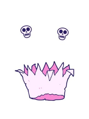 karikatür kağıt tacının kafatası animasyonu