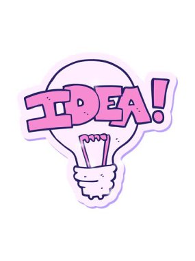 Bir çizgi film fikri ampul sembolünün yapıştırmasının simge etkisi.