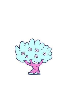 Çizgi film ağaç çiziminin yükseliş ve yüzme animasyonu