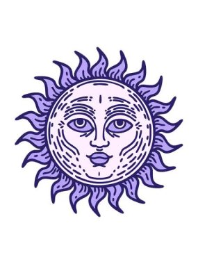 Dövme stili yüzlü güneşin titreşimli animasyonu