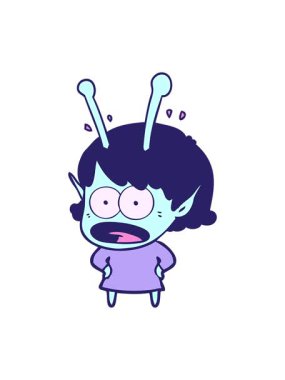 Çizgi filmin hareketli animasyonu şok edici uzaylı kız görüntüsü