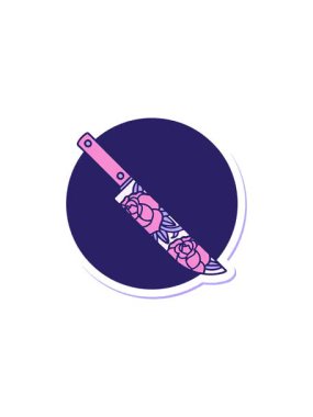 Çiçekli bıçak geleneksel dövme tasarımının gösterişli satış animasyonu