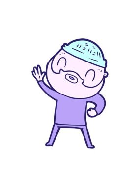 Çizgi filmdeki sakallı adamın basınçlı animasyonu.