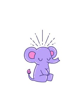 Dövme stili şirin bir filin radyoaktif parlak animasyonu