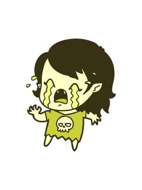 Ağlayan vampir kızın renkli animasyonu.