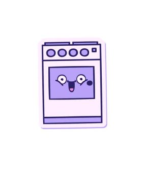 Tatlı bir çizgi film mutfak fırınının çıkartmasının canlandırması.