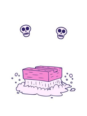 Çizgi film fırçasının kafatası animasyonu