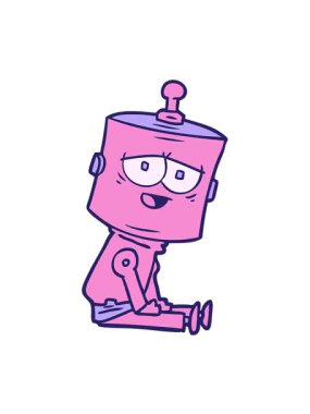 Bir çizgi film android karakterinin titreşimli hareketi