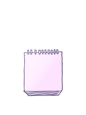 freehand çizilmiş karikatür not defterinin zıplama hareketi animasyonu