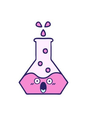 Bilim şişesinin sevimli çizgi filminin ışık efekti.