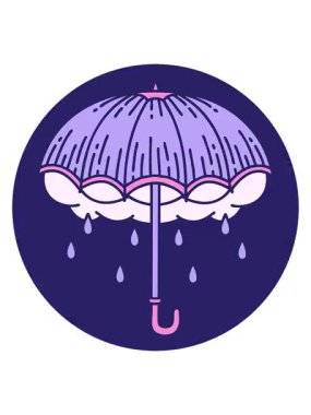 Bir şemsiye ve fırtına bulutunun görüntüsünün canlandırmasını renklendir