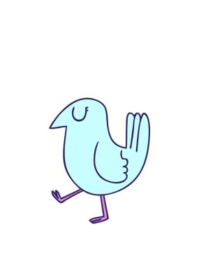 Sarı karikatür kuşunun hareketli animasyonu