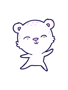 Bir ayı çizgi film karakterinin neon ışık efekti animasyonu