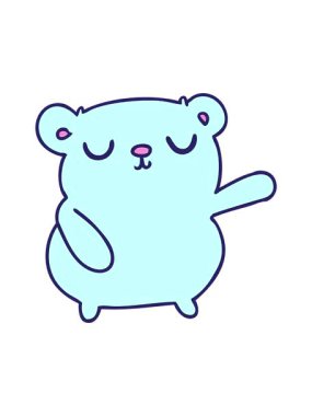 Tatlı bir ayının serbest el çizgi filminin dönen hareket animasyonu