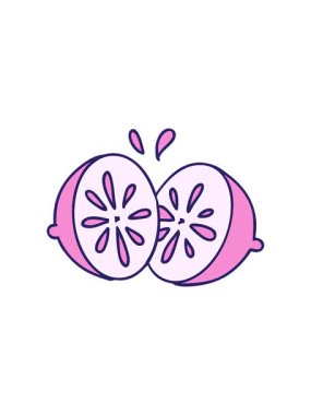 İki dilimlenmiş taze limon çizgi filminin dikkat çekici animasyonu