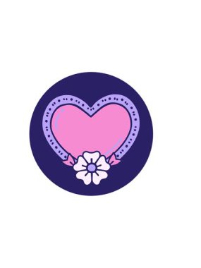 Bir kalp ve çiçeğin ikonik dövme görüntüsünün yatay titreşimli animasyonu