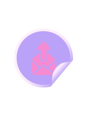 Bir e-posta işaretinin dairesel kabuk soyma çıkartmasının radyoaktif parlayan animasyonu