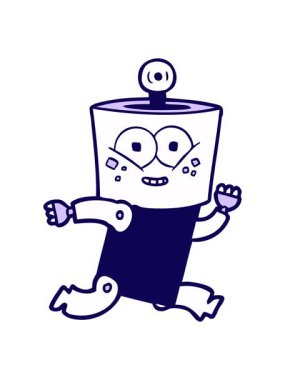 Mutlu robot çizgi film karakterinin neon ışık efekti animasyonu