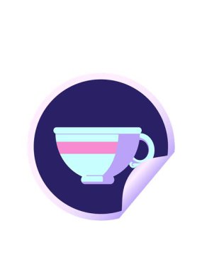 Kahve fincanı grafik vektör illüstrasyon dairesel çıkartmasının yanıp sönen radyal çizgileri