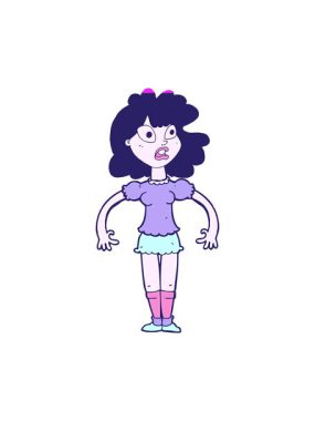 Karikatür animasyonunu çalıştır. Şok olmuş güzel kız.