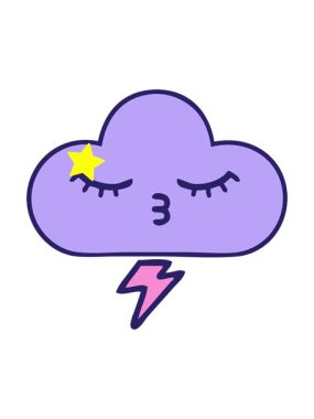 Parıldayan yıldızlar, fırtına bulutu çiziminin sevimli çizgi filmlerinin animasyonunu etkiler