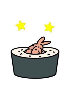 Karidesli geleneksel Japon suşisinin dönen yıldızları.