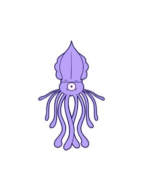 Çizgi film mürekkep balığının dönen hareketi