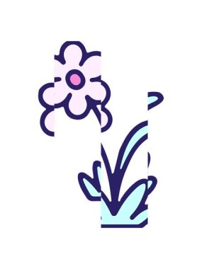 Basit bir çiçek tasarımı karikatürünün bölünen hareketi