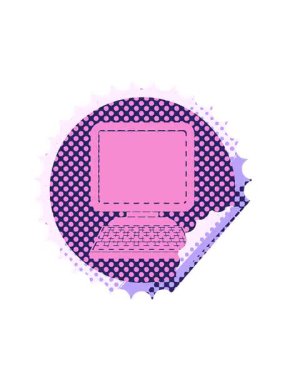 Dikkat çekici bilgisayar dairesel soyulan etiket çizimi