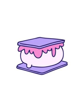 Bir marshmallow smore çizgi filminin yıldız patlaması etkisi animasyonu