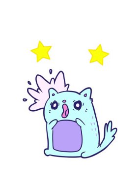 dönen yıldızların çizgi film animasyonları kedinin şokuna uğradı.