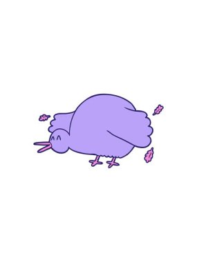 Çizgi film kivi kuşunun kanat çırpmasının yıldız patlaması etkisi animasyonu