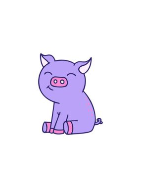 Satış animasyonu el çizimi tuhaf çizgi film domuzu