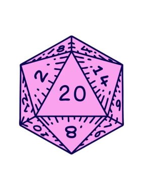 Retro Tattoo Biçiminin neon ışık efekti animasyonu Doğal 20 D20 zar atma