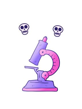 freehand çizilmiş mikroskop kafatası animasyonu