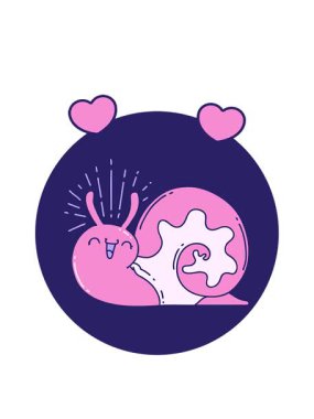 Dövme stili mutlu salyangoz ikonunun dönen kalp animasyonu