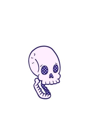 Kalk ve karikatür karikatür kafatasının animasyonunu uçur