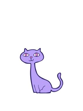 Bir kedi karakterinin çizgi filminin yükseliş ve yüzme animasyonu