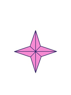 Yanıp sönen radyal çizgiler. Dövmenin geleneksel yıldız stilinde canlandırılması.