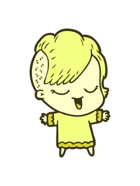 Mutlu çizgi film kızının renkli animasyonu