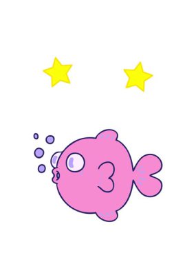 dönen yıldızların el animasyonu eğlenceli çizgi film balıkları