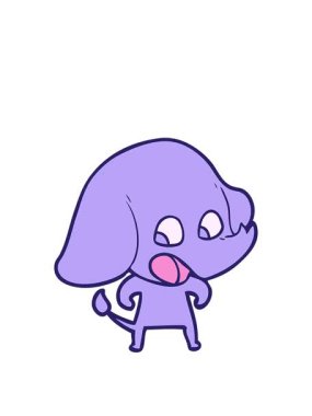 Çizgi film fil tasarımının animasyonunu genişletiyorum.