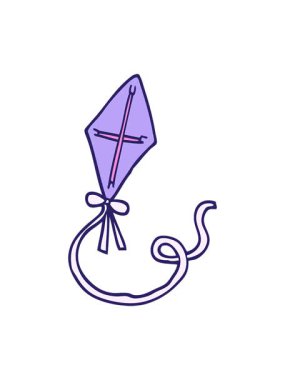 El çizimi çizgi film uçurtmasının animasyonunu salla ve durdur