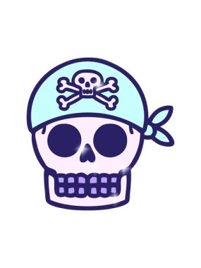 Simli dövme animasyonu geleneksel bir korsan kafatası tarzında