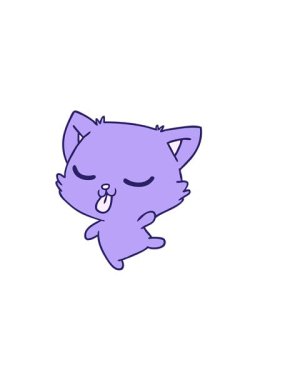 Kauwaii kedi çizgi filminin yatay titreşimli animasyonu