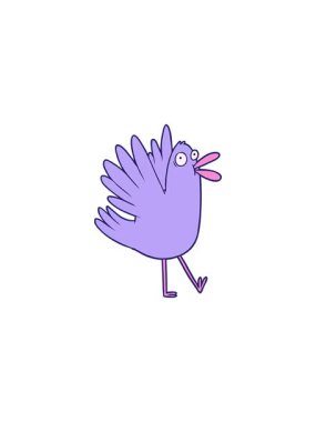 Çizgi film kuşlarının ciyaklamalarının satış animasyonu