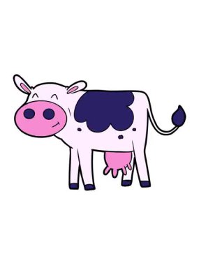 Karikatür ineğinin titreyen hareketi