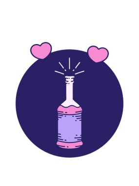 Dövme stili bira şişesinin dönen kalp animasyonu