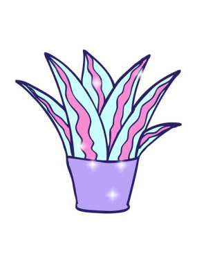 Çizgi film karikatür evi bitkisinin ışıltı etkisi