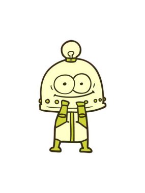 Ampul çizimi ile mutlu robotun renk animasyonu değişiyor